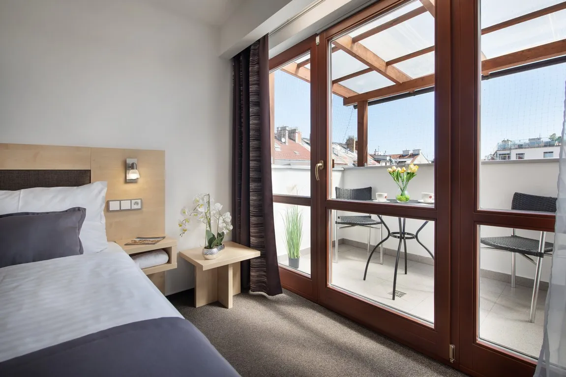 Guest room overlooking Prague for Prague Collection Hotels